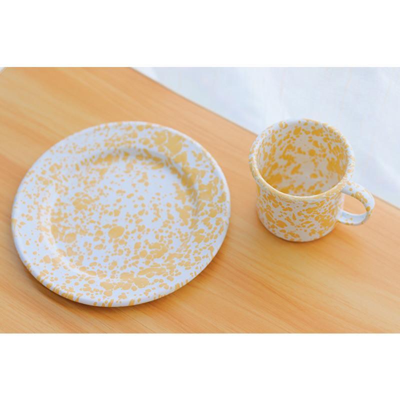 [黄]380ml水杯 老麦杂货 北欧INS小众奶油黄油搪瓷泼墨沙拉麦片碗平盘水杯咖啡杯