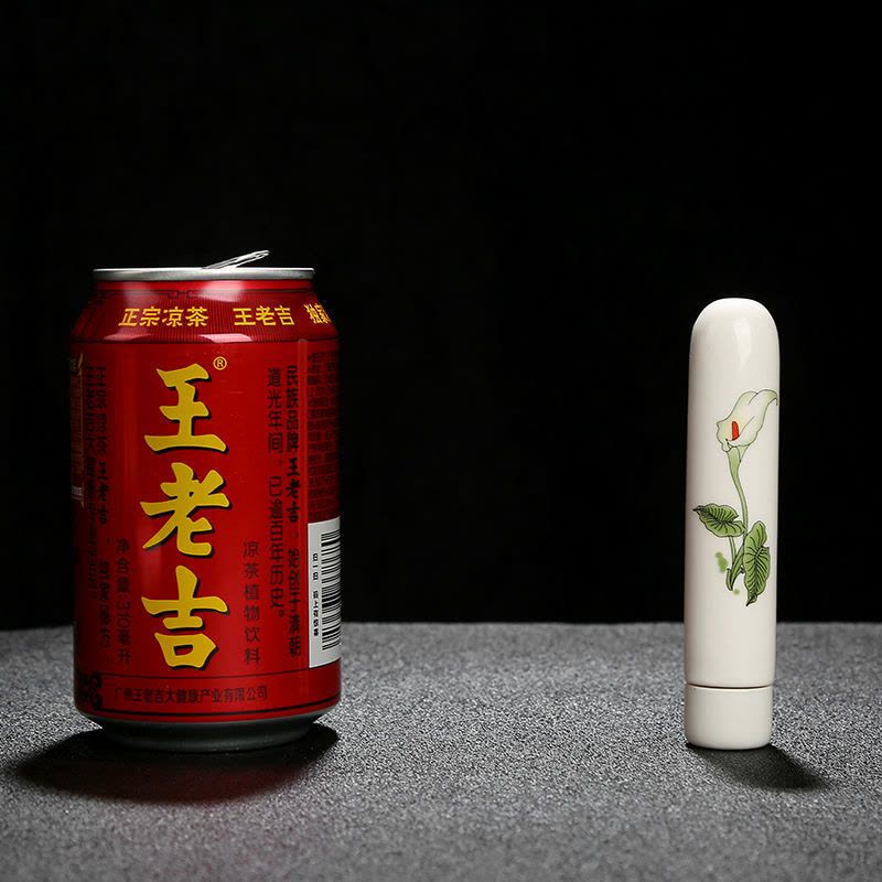 迷你小号创意灯管形陶瓷茶叶罐子便携密封储藏罐香粉罐石斛瓶子 马蹄莲(30毫升)图片