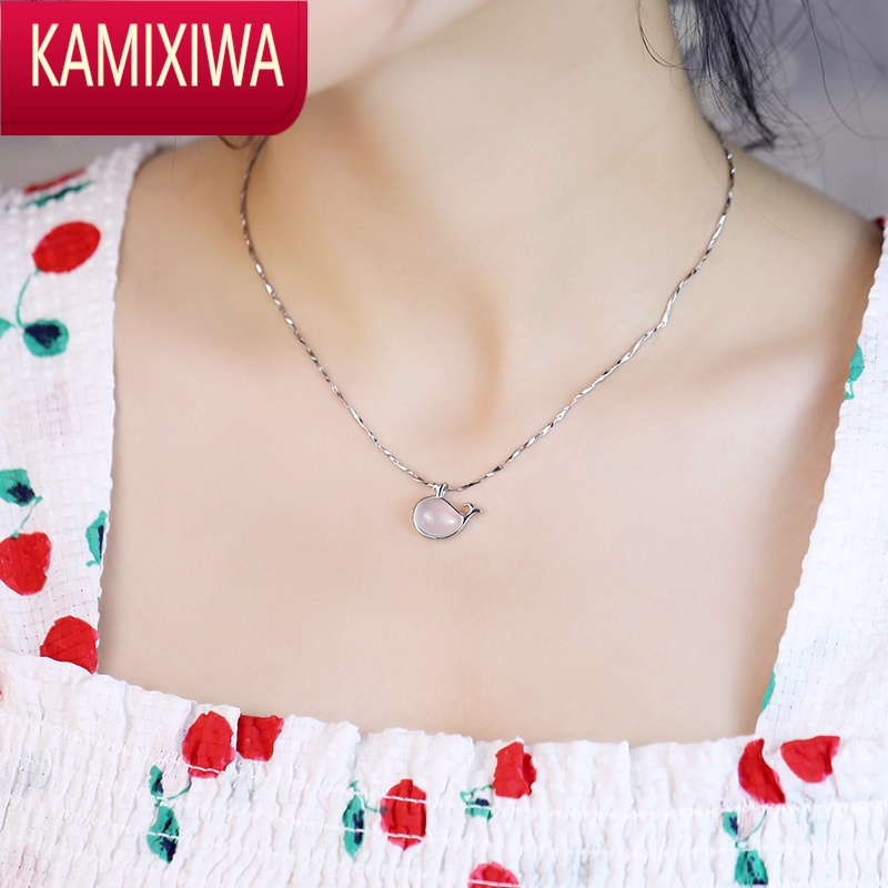 kamixiwa银项链女999银夏季轻奢小众玫瑰金小鲸鱼锁骨链毕业礼物送