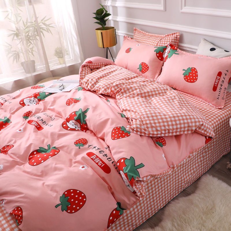 可爱公主风床上四件套少女心粉色床单被套单人被罩学生宿舍三件套