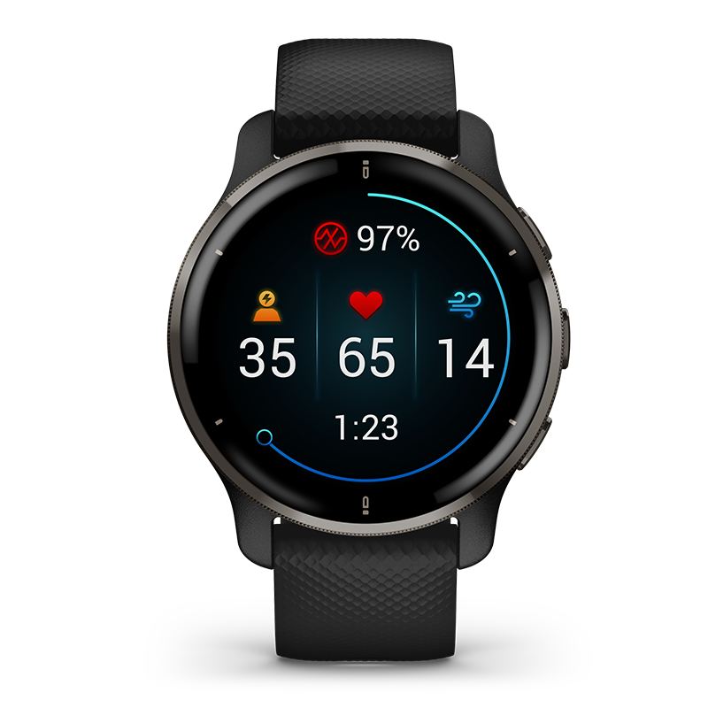 佳明(GARMIN)Venu 2 Plus 沉稳黑 心率血氧接打电话语音助手音乐触屏智能运动手表健身女孩气质标配
