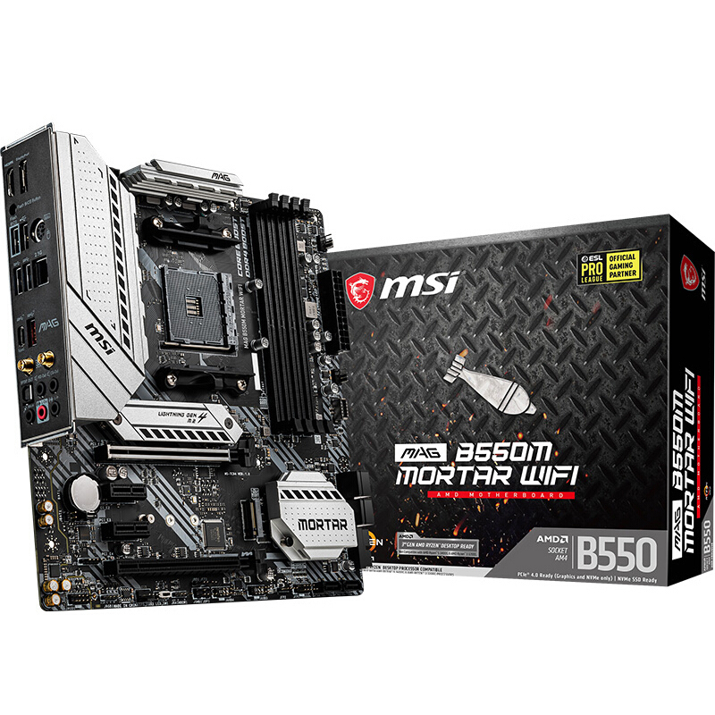 微星 MSI MAG B550M MORTAR WIFI迫击炮电脑主板 支持3700X/3600X/3600 CPU(AMD B550/Socket AM4)