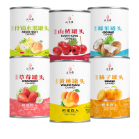 汇尔康 水果罐头组合黄桃1罐+椰果1罐+橘子1罐+山楂1罐+什锦1罐+草莓1罐 方便速食