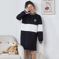 史努比唐狮连衣裙春装新款女减龄裙子洋气显瘦中长小黑裙