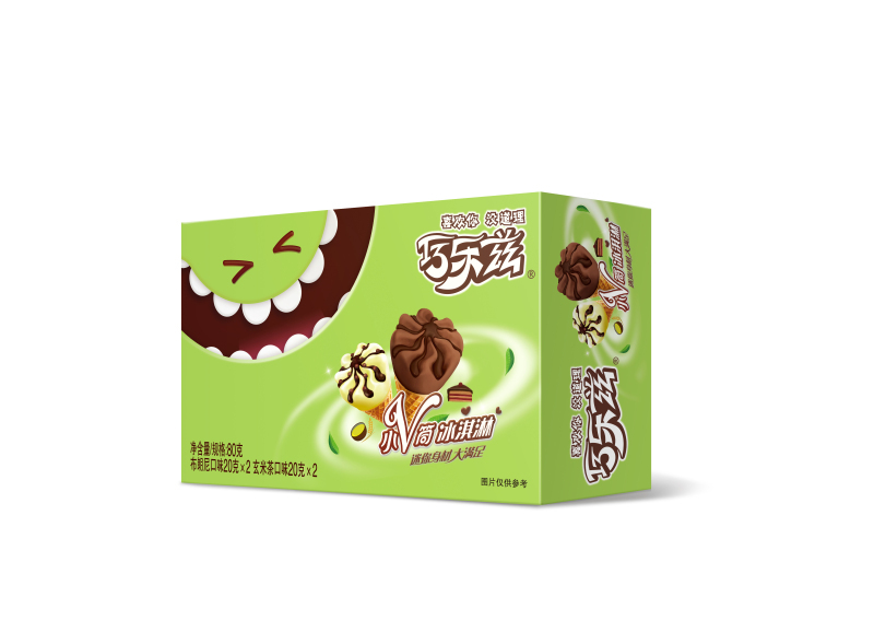 伊利巧乐兹小v筒玄米茶布朗尼口味冰淇淋20g4