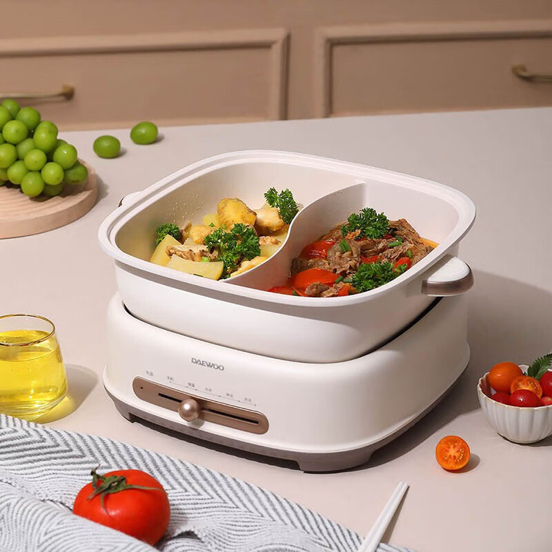 大宇家用6l大容量鸳鸯锅多功能分体式锅电火锅dyzg6l16暖阳白