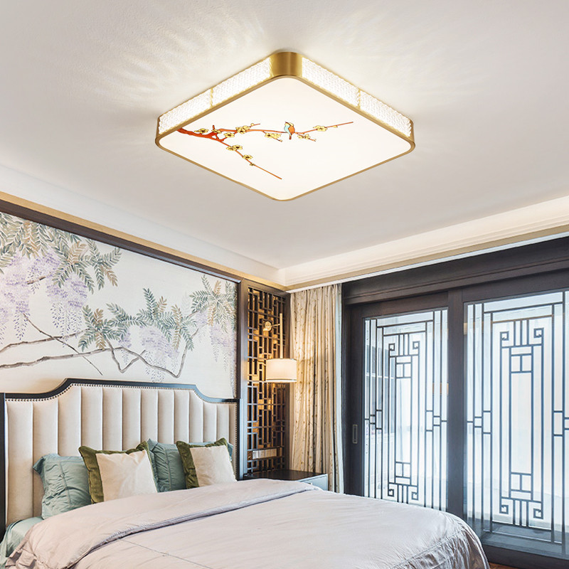 新中式全铜吸顶灯珐琅彩轻奢主卧室灯现代简约灯方形圆形餐厅书房多彩