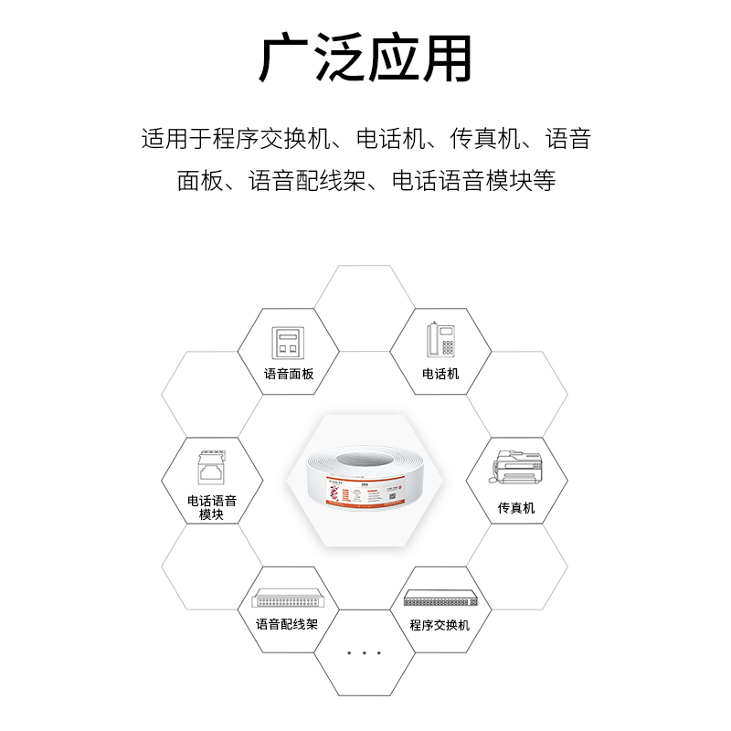 博扬(BOYANG)室内4芯电话线 3类一对无氧铜电缆 4*0.4 RJ11工程语音线缆200米/卷