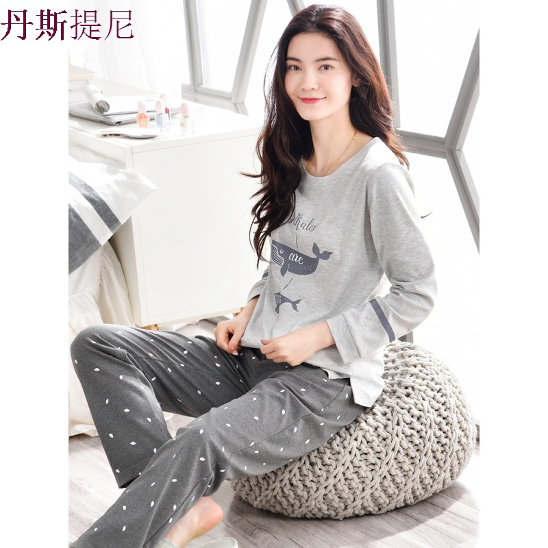 春秋款睡衣女春秋纯棉长袖薄款韩版甜美可爱全棉女士家居服套装夏