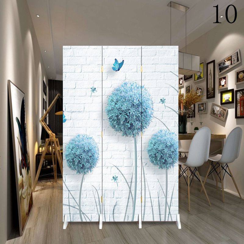 屏风装饰隔断墙客厅酒店办公室现代简约折叠中式移动风水折屏实木 防水防透(送底座) 详情页50款图案选择图片