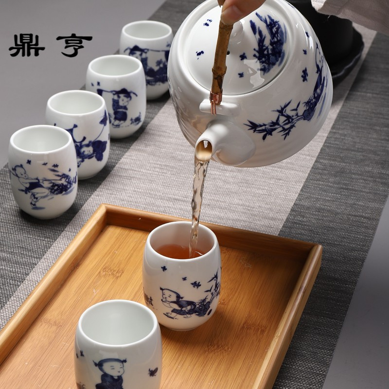 鼎亨陶瓷大容量茶壶整套茶具一壶六杯带过滤耐高温1000ml壶童趣
