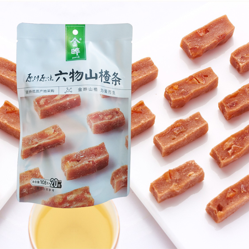 金晔六物山楂条袋装陈皮风味山楂蜜饯办公室休闲零食108g*3