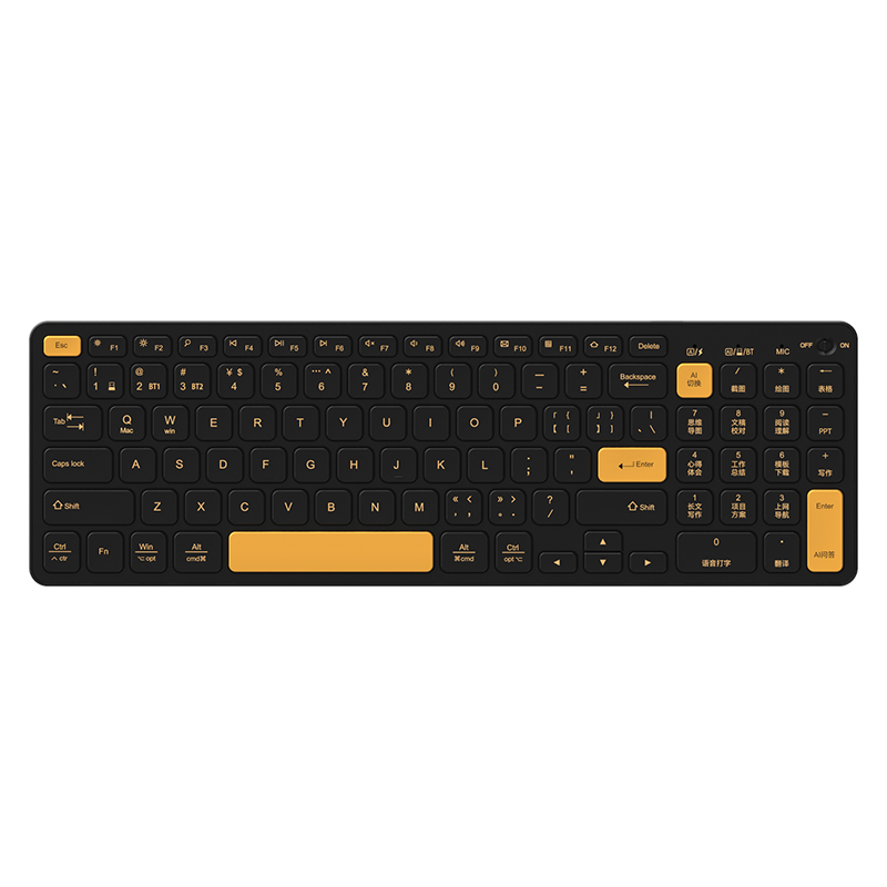 咪鼠科技KB6AI智能键盘 AI写作PPT绘图视频会议语音打字翻译无线蓝牙办公键盘黑色