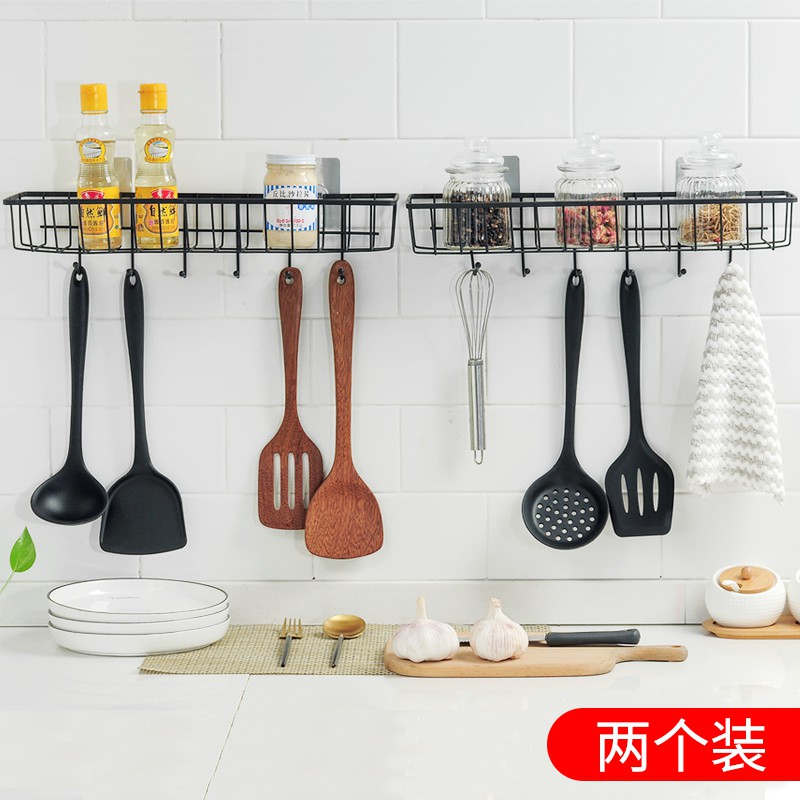 铁艺壁挂收纳篮厨房用品 免打孔调料架墙上置物架储物架子收纳层架 三维工匠高清大图