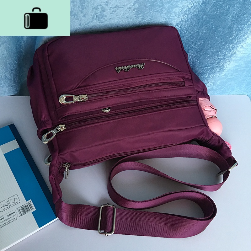 时尚单肩斜挎包2020新款多层女包防水帆布大容量中老年包包妈妈包NEWLAKE高清大图