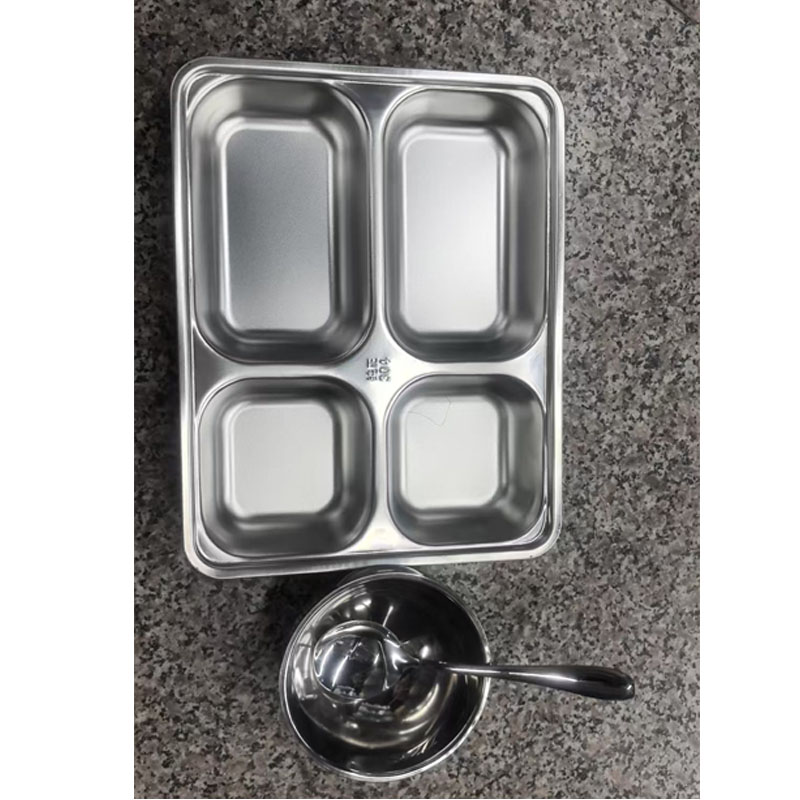 蓝枫304不锈钢餐盘+碗+勺子+筷子高清大图