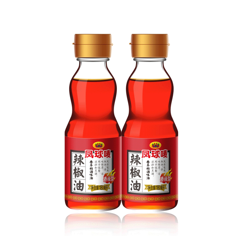 凤球唛辣椒油180ml*2瓶 香辣型调味油汁汤底麻辣火锅佐料凉拌烹饪 2瓶装