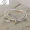 JiMiS9999银银福牌手镯女素圈双层手环ins小众设计高级送女友闺蜜礼物