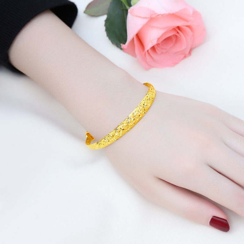 老庙黄金足金车花满天星可调节黄金手镯女黄金色2679g