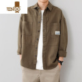 YANXU工装衬衫式外套男士休闲衬衣时尚宽松日系潮流开衫翻领夹克翻 L 深卡其