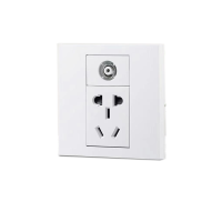 DP 86型五孔插座带有线电视闭路(雅白)五孔+电视