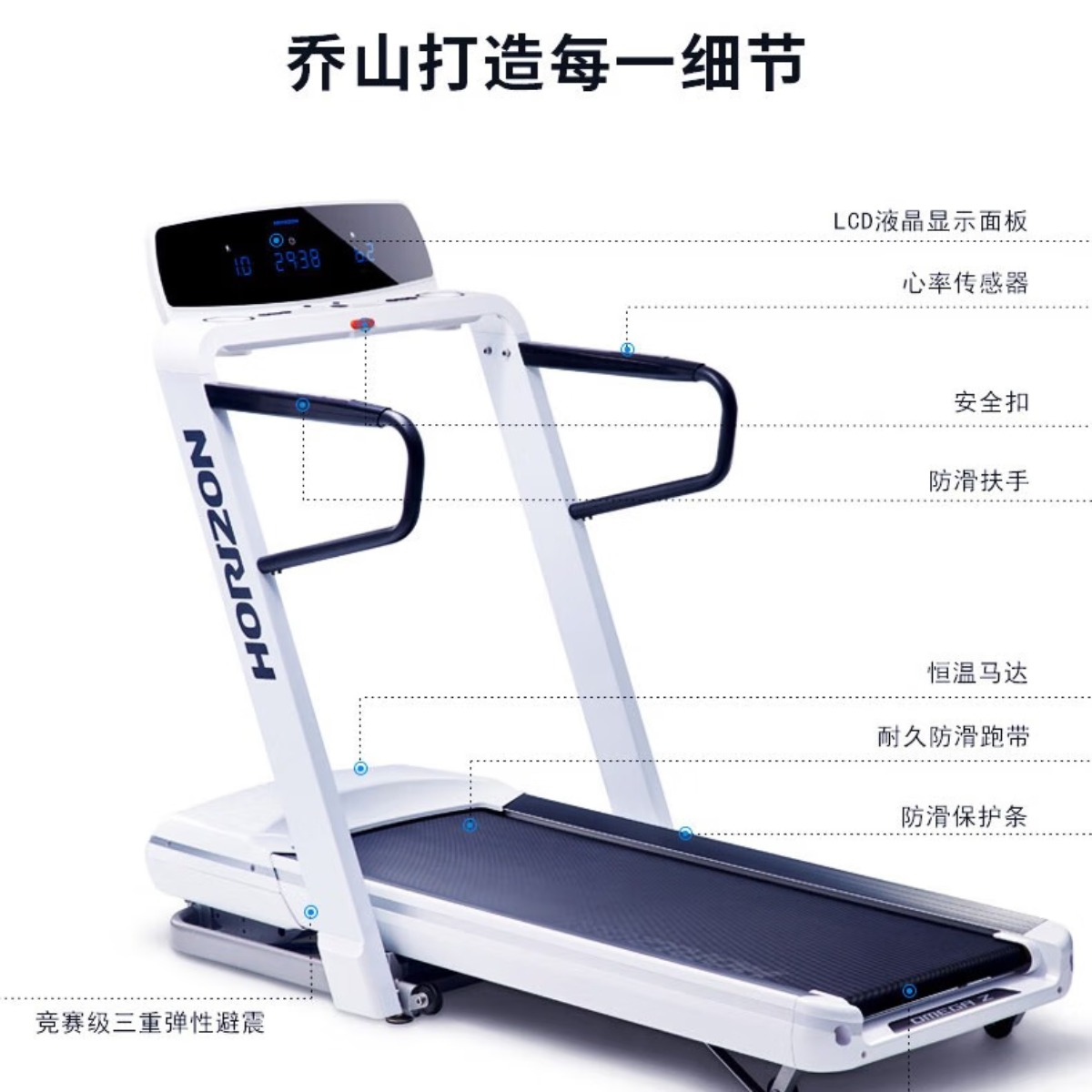 乔山(JOHNSON)家庭用跑步机室内减震爬坡可折叠运动器械健身房健身器材OmegaZ [颜值担当](灰色) [乔山旗舰高清大图