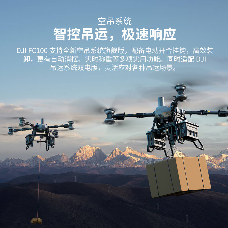大疆 DJI FlyCart100 大型运载无人机 运输载重65/80公斤 抛投救援 FC100套装 含电池*2+充电器高清大图