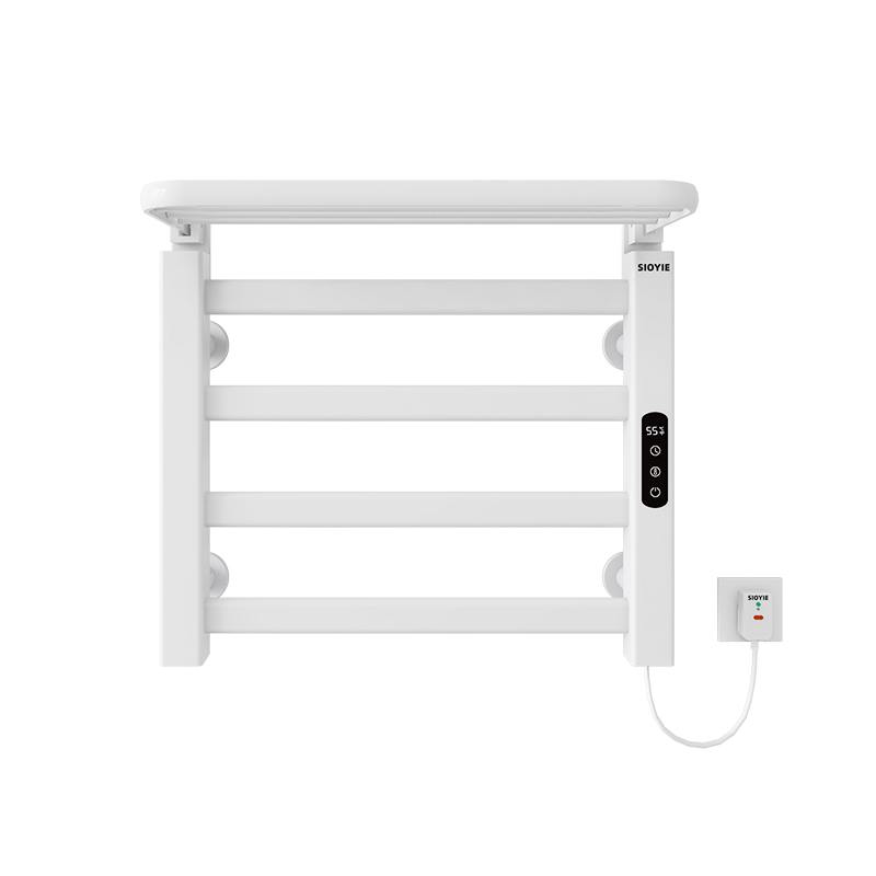 SIOYIE芯毅 智能电热毛巾架家用浴室卫生间毛巾杆电加热恒温浴巾烘干置物架免打孔安装R325(自行安装) 白色【右线】