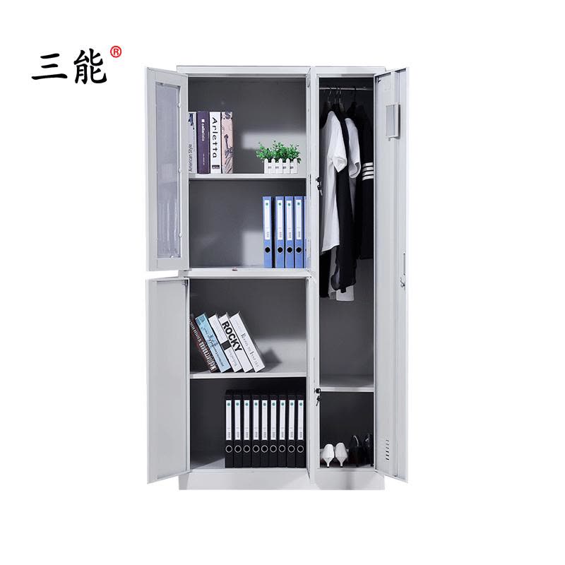 三能 (SAN NENG)加厚铁皮更衣柜 宿舍更衣柜 员工更衣柜 带锁储物柜 其他金属更衣柜 灰白图片