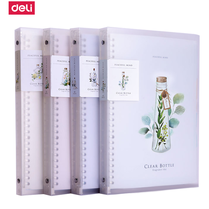 得力(deli)HB560活页本花拾光系列小清新手账本创意办公可替换活页纸日记本B5 单本装 封面随机
