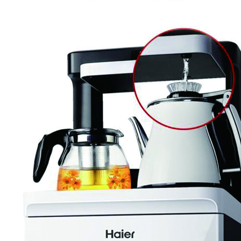 海尔(Haier)小白茶吧机 家用立式饮水机办公室智能多功能温热型双门自动上水可调温 YR1962-CB 梨花白