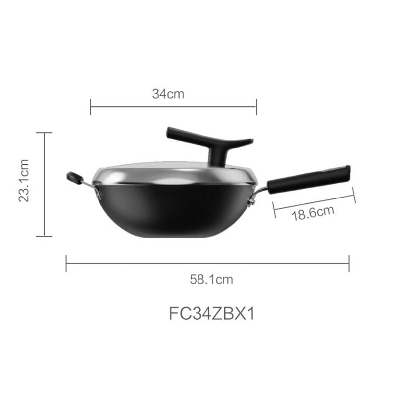 苏泊尔(SUPOR)FC34ZBX1炒锅臻铁真不锈系列无涂层炒菜锅铁锅老式炒锅铸铁炒锅 可立盖 34cm