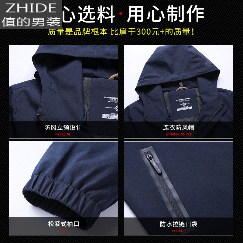 SUNTEK爸爸秋冬装外套春秋季男士胖子加大码宽松上衣夹克运动风衣中老年风衣高清大图