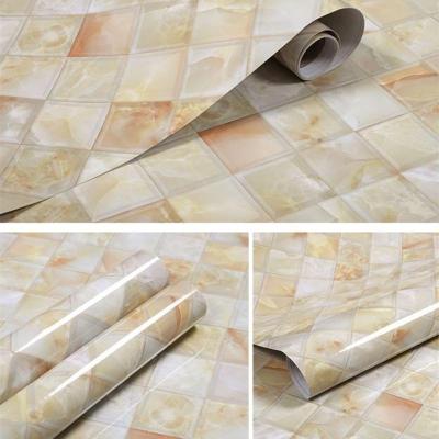 大理石厨房贴纸壁纸自粘墙纸防水防油电视背景墙贴纸画浴室瓷砖贴菱形