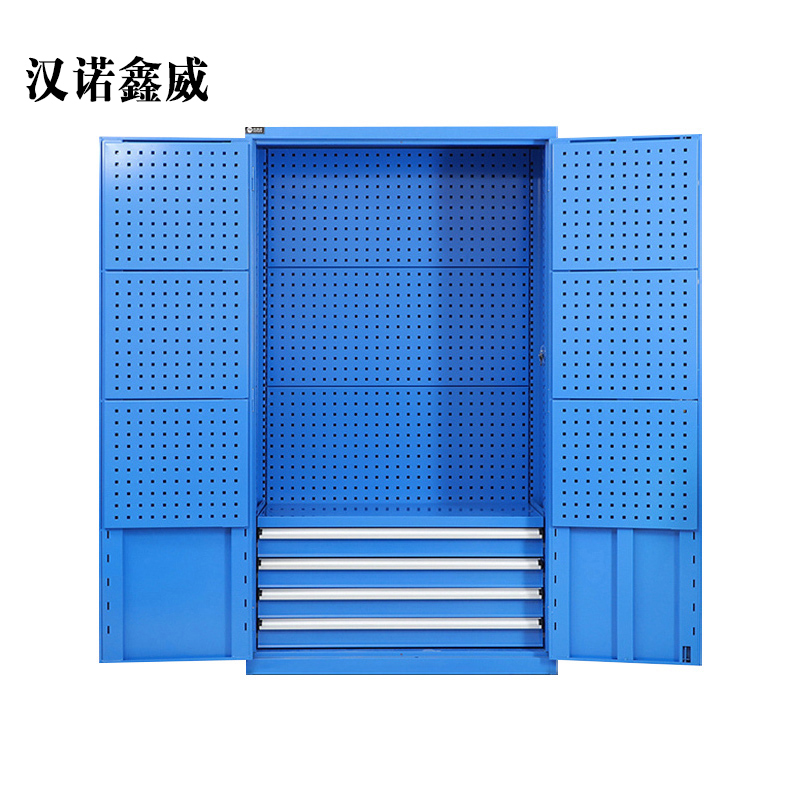 汉诺鑫威重型双开门工具柜车间储物柜抽屉式带挂板工具柜五金存放柜铁皮柜零件柜
