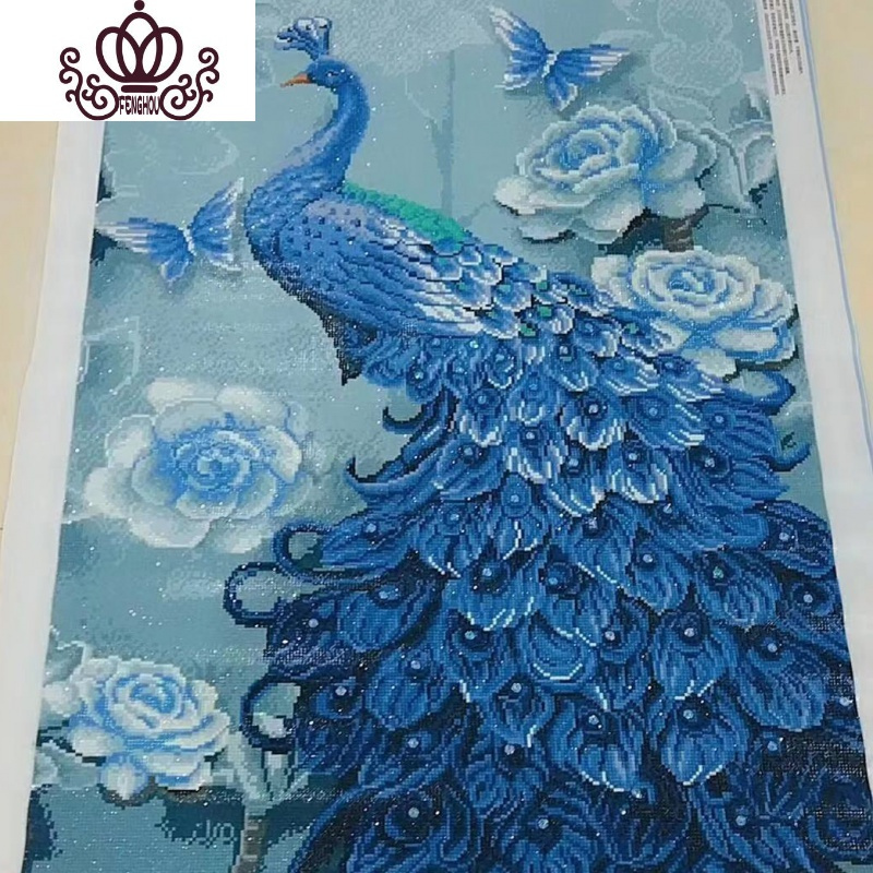 封后(FENGHOU)钻石十字绣钻石绣2019新款孔雀5d钻石画满钻三联画客厅大幅砖石 [满钻三幅一起尺寸]180*90