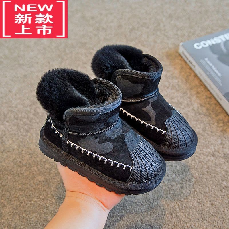 可莉允儿童雪地靴一体冬季加绒加厚男童鞋子雪地棉宝宝大棉鞋女童潮图片