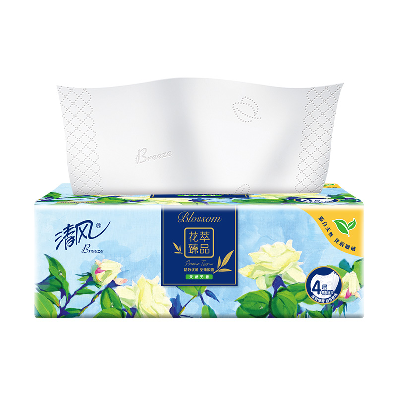 清风抽纸 花萃4层90抽*16包M码 面巾纸 卫生纸巾 餐巾纸高清大图