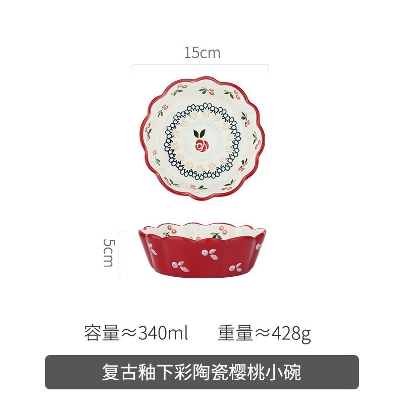 家柏饰(CORATED)日式单个好看的餐具少女心莓沙拉碗家用吃饭的盘子 6寸樱桃碗高清大图