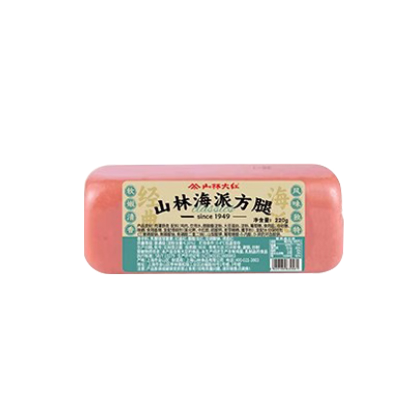山林 冷藏午餐肉特嫩方腿香肠火腿肠零食小吃下酒菜烧烤三明治早餐火腿 海派方腿220g*2根