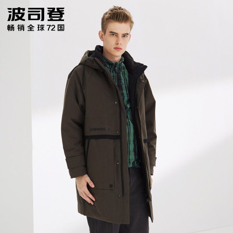 波司登男连帽中长羽绒服B90141355