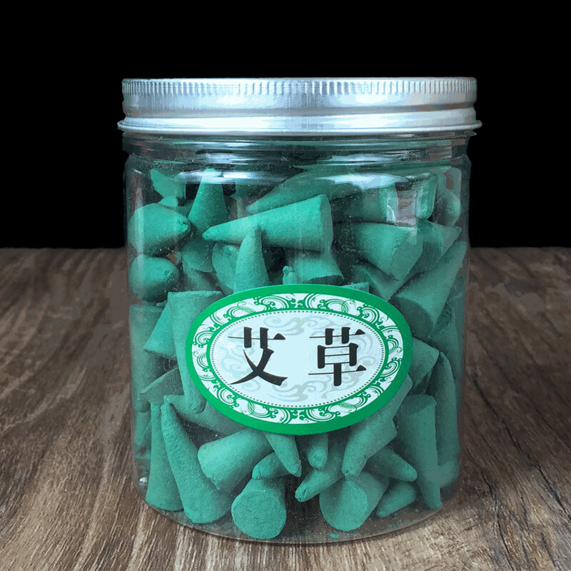 谋福 香檀 香花香熏香香粒倒流香艾草香锥香室内净化空气【塑盒铝盖香粒150粒(艾草)】