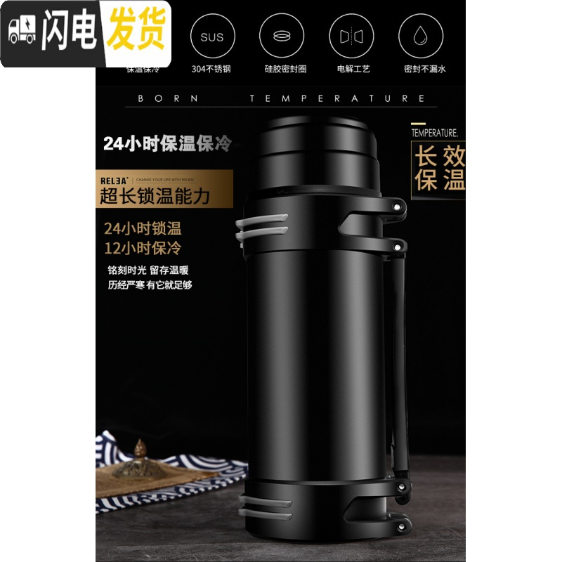 三维工匠保温壶大容量保温杯户外2304不锈钢旅行壶男女保温杯1-3旅游壶 1.6时尚壶红色