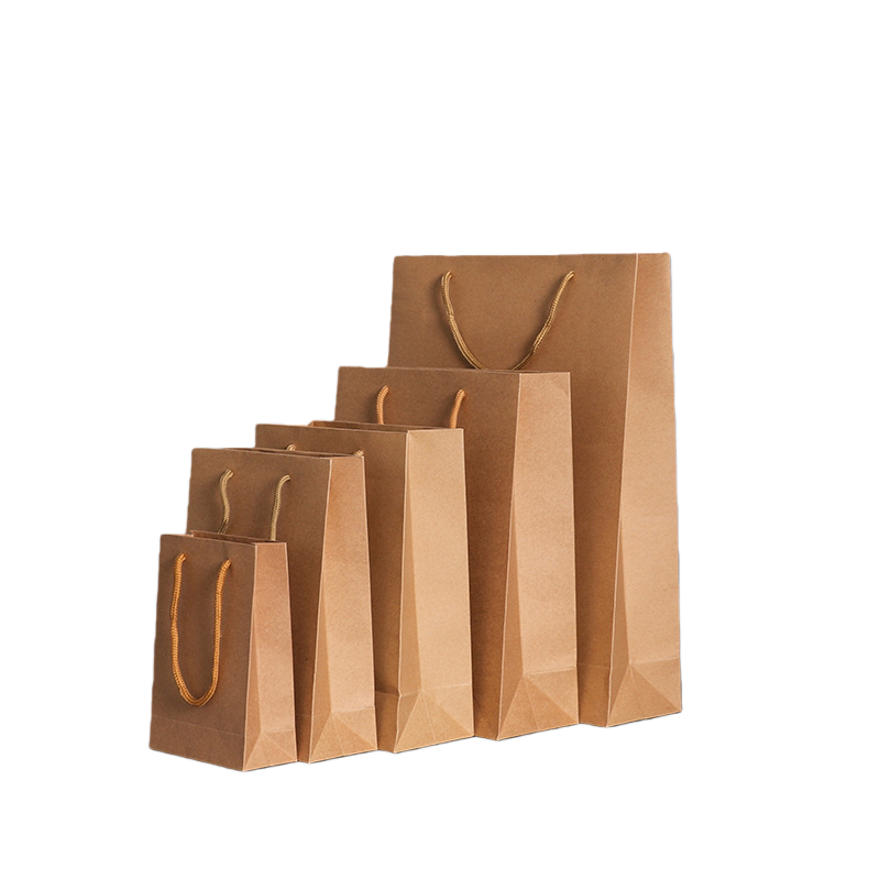 华普思牛皮纸袋手提袋 礼品购物包装袋子 可定制 25*33*11cm 竖版 100 个/包装高清大图