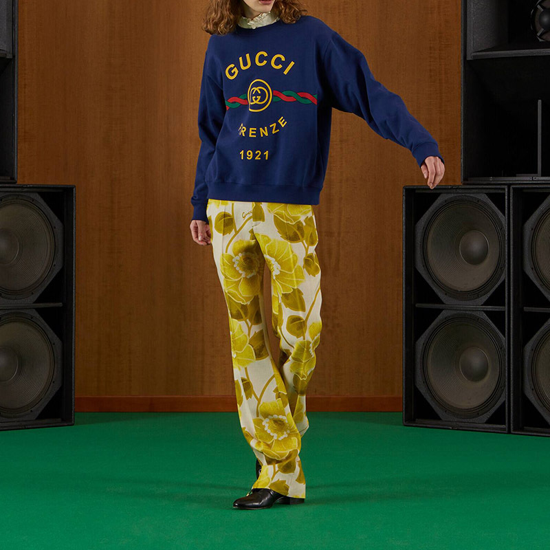 gucci 古驰 男士棉质gucci firenze 1921圆领长袖卫衣运动衫 626990