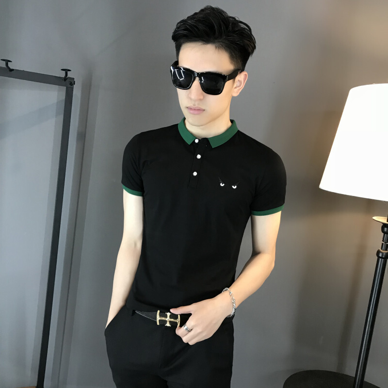 男士polo衫短袖T恤2018夏季新款修身衬衫翻领体恤衫简约青年衣服