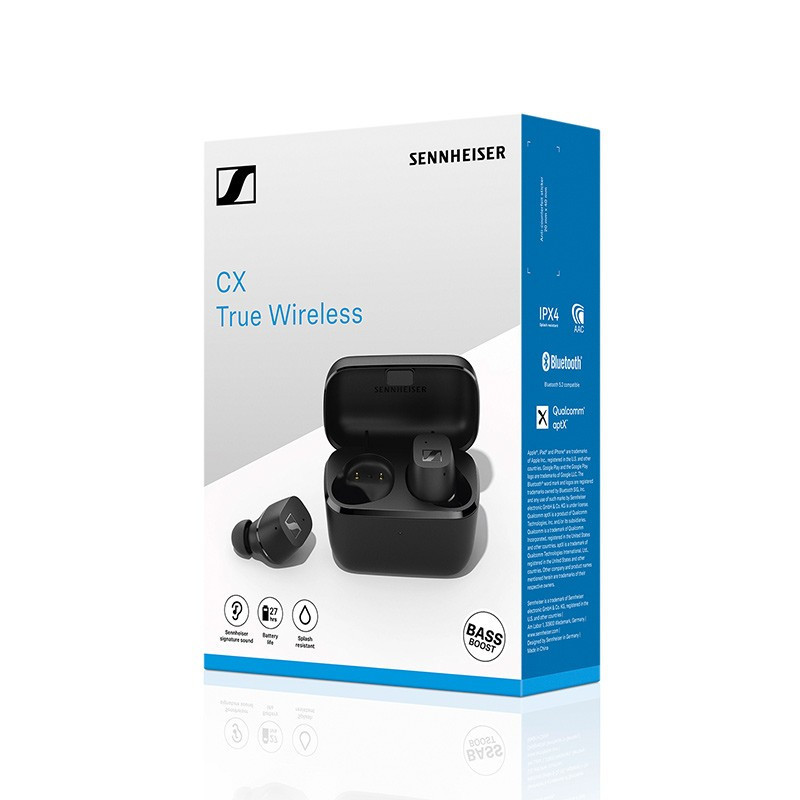 森海塞尔(Sennheiser)CX True Wireless真无线音乐耳机 蓝牙5.2 舒适佩戴 防水入耳式黑色