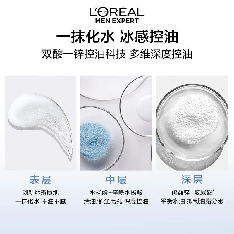 欧莱雅男士水能保湿控油凝露50ml/瓶高清大图