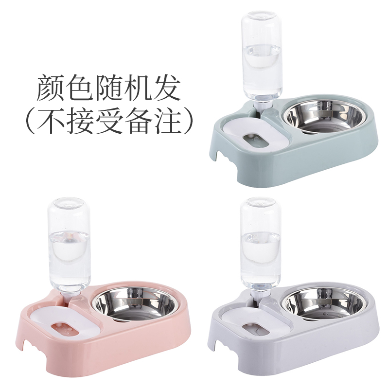 猫碗不锈钢狗碗双碗不湿嘴自动饮水器两用猫宠物粮狗食盆猫咪用品