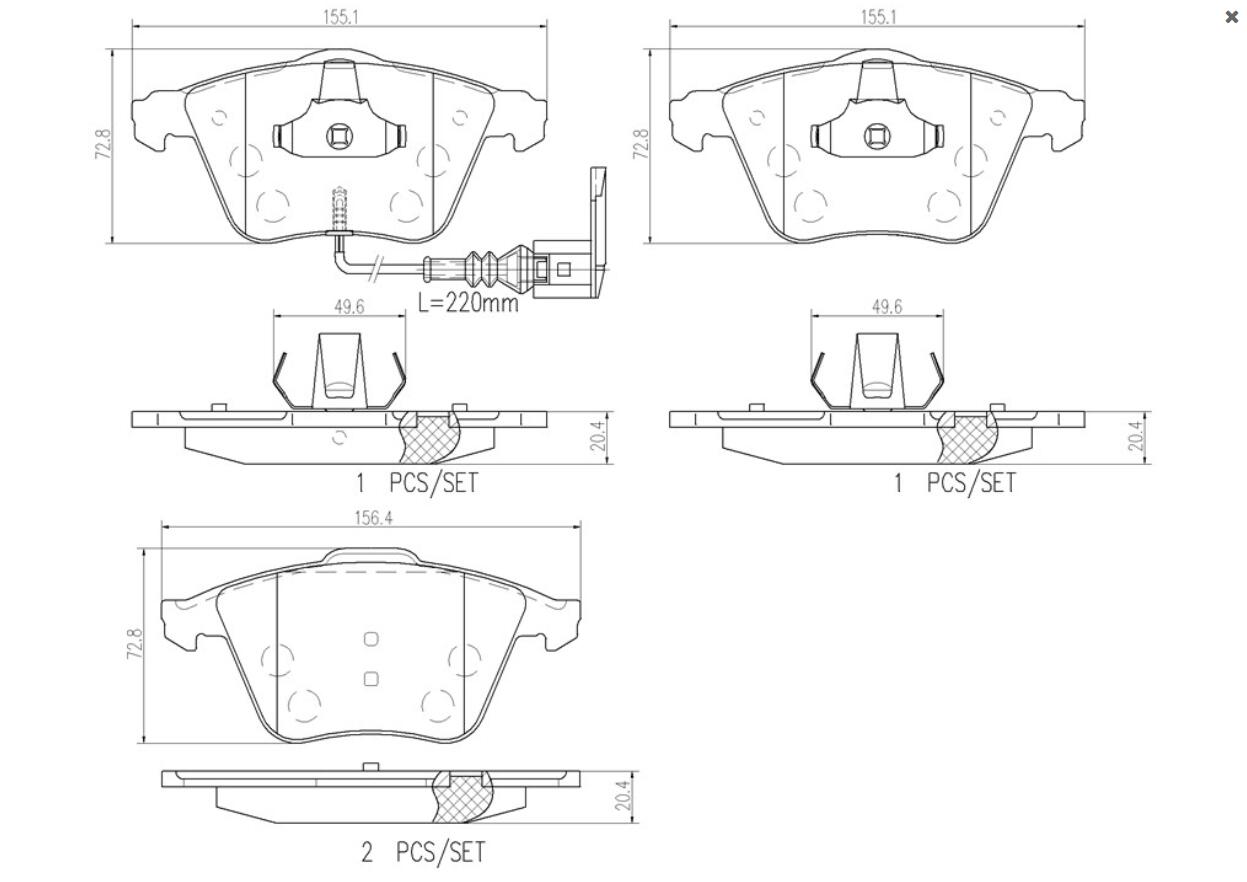 布雷博(brembo)前片.陶瓷P85129N适配11-14款高尔夫6/11-15款尚酷R/08-14款奥迪TT高清大图